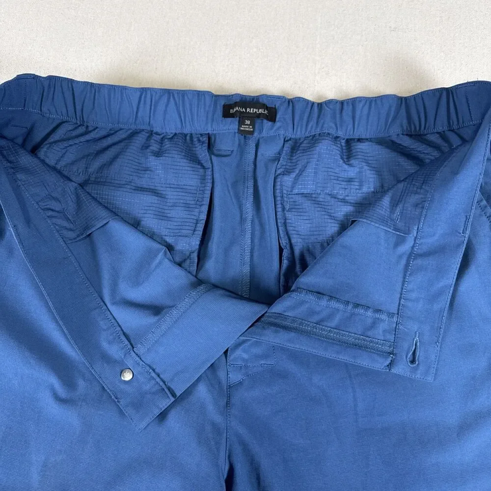 Banana Republic Mens Core Temp Shorts 38 Blue Performance Tech Chino Golf Resort